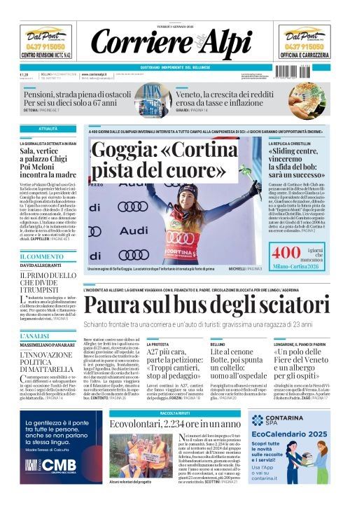 Prima-pagina-corriere_delle_alpi-edizione-di-oggi-03-01-2025