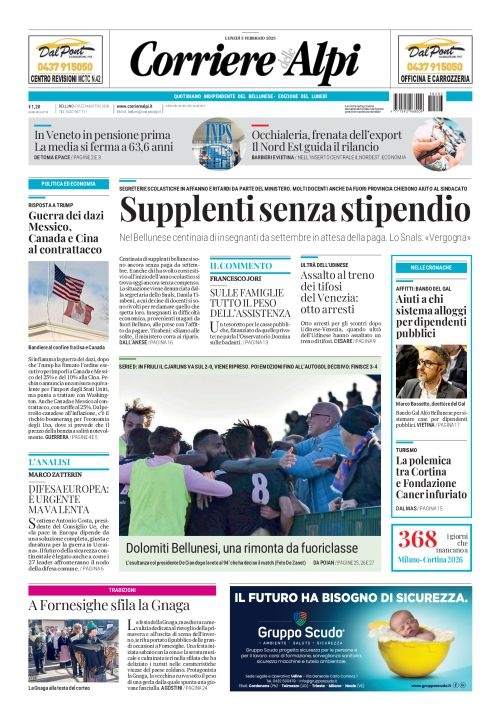 Prima-pagina-corriere_delle_alpi-edizione-di-oggi-03-02-2025