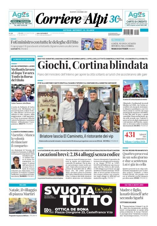 Prima-pagina-corriere_delle_alpi-edizione-di-oggi-03-12-2024