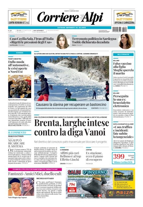 Prima-pagina-corriere_delle_alpi-edizione-di-oggi-04-01-2025