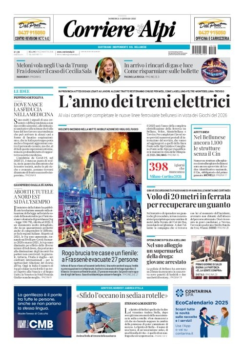 Prima-pagina-corriere_delle_alpi-edizione-di-oggi-05-01-2025