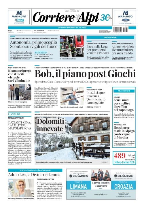 Prima-pagina-corriere_delle_alpi-edizione-di-oggi-05-10-2024