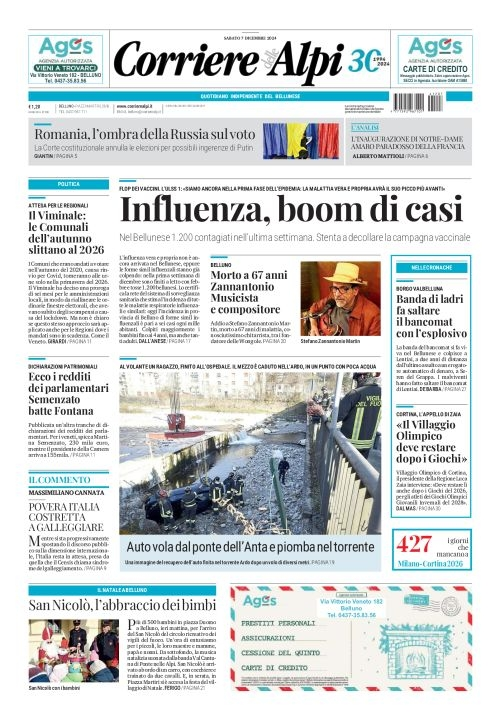 Prima-pagina-corriere_delle_alpi-edizione-di-oggi-07-12-2024