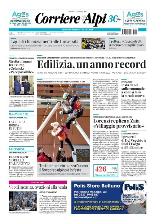 Prima-pagina-corriere_delle_alpi-edizione-di-oggi-08-12-2024