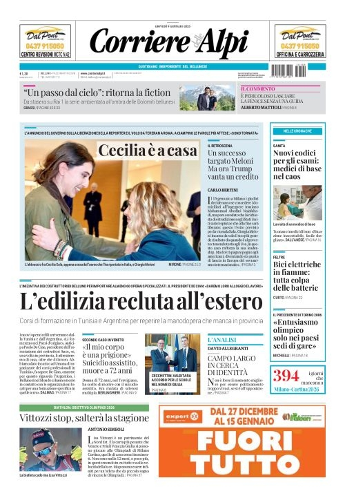 Prima-pagina-corriere_delle_alpi-edizione-di-oggi-09-01-2025