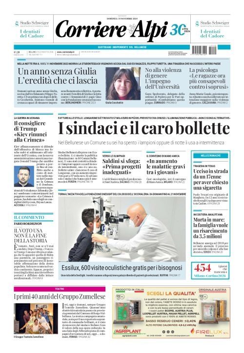 Prima-pagina-corriere_delle_alpi-edizione-di-oggi-10-11-2024