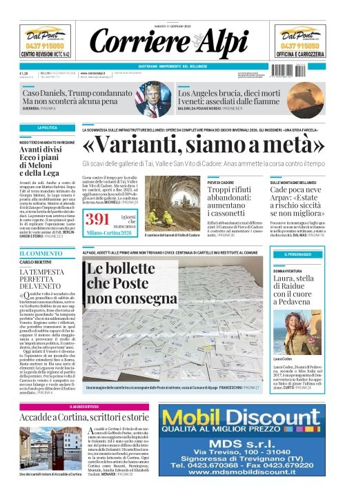 Prima-pagina-corriere_delle_alpi-edizione-di-oggi-11-01-2025