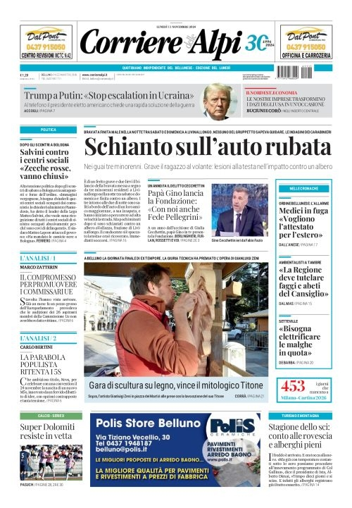 Prima-pagina-corriere_delle_alpi-edizione-di-oggi-11-11-2024