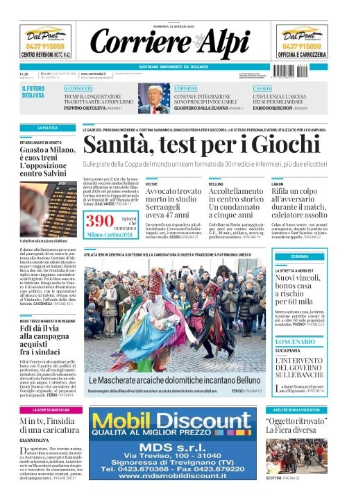 Prima-pagina-corriere_delle_alpi-edizione-di-oggi-12-01-2025