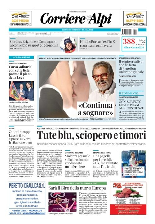 Prima-pagina-corriere_delle_alpi-edizione-di-oggi-14-01-2025