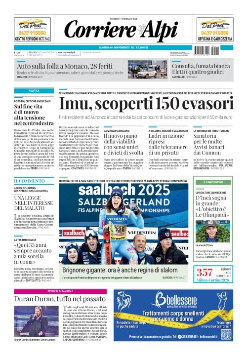 Prima-pagina-corriere_delle_alpi-edizione-di-oggi-14-02-2025