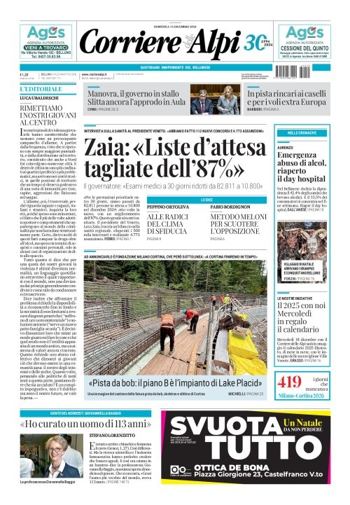 Prima-pagina-corriere_delle_alpi-edizione-di-oggi-15-12-2024