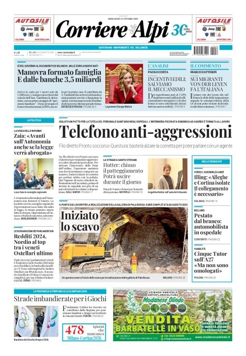 Prima-pagina-corriere_delle_alpi-edizione-di-oggi-16-10-2024