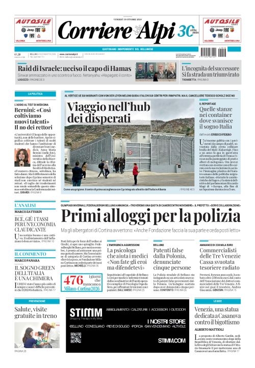 Prima-pagina-corriere_delle_alpi-edizione-di-oggi-18-10-2024