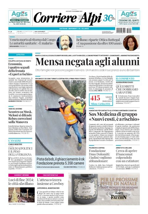 Prima-pagina-corriere_delle_alpi-edizione-di-oggi-19-12-2024