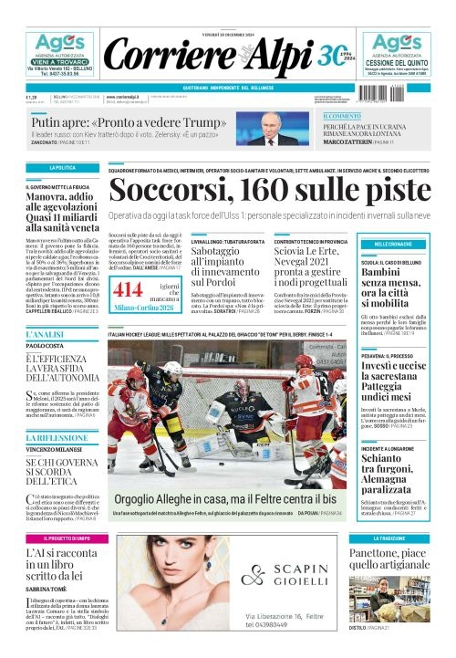 Prima-pagina-corriere_delle_alpi-edizione-di-oggi-20-12-2024