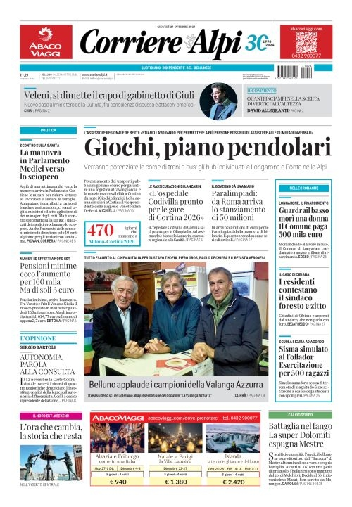 Prima-pagina-corriere_delle_alpi-edizione-di-oggi-24-10-2024