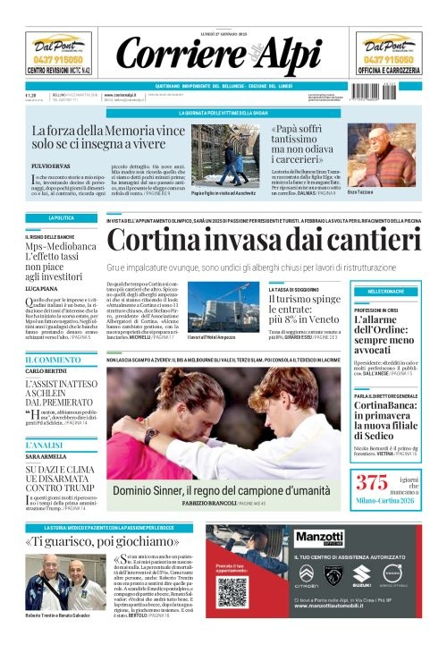 Prima-pagina-corriere_delle_alpi-edizione-di-oggi-27-01-2025