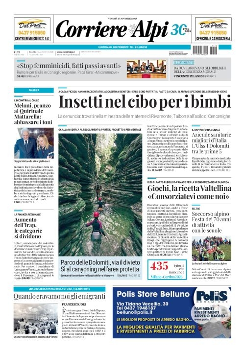 Prima-pagina-corriere_delle_alpi-edizione-di-oggi-29-11-2024