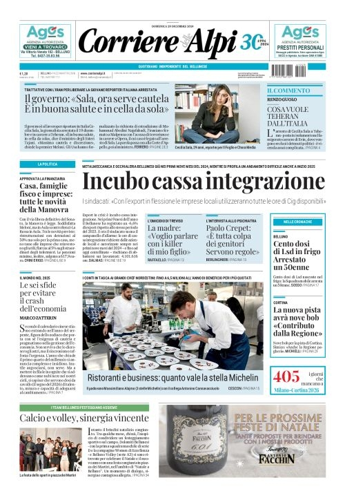 Prima-pagina-corriere_delle_alpi-edizione-di-oggi-29-12-2024