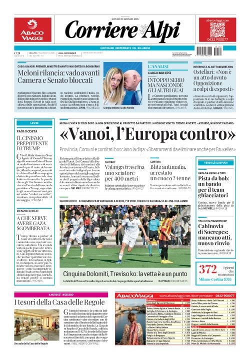 Prima-pagina-corriere_delle_alpi-edizione-di-oggi-30-01-2025