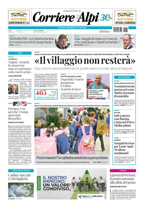 Prima-pagina-corriere_delle_alpi-edizione-di-oggi-30-10-2024