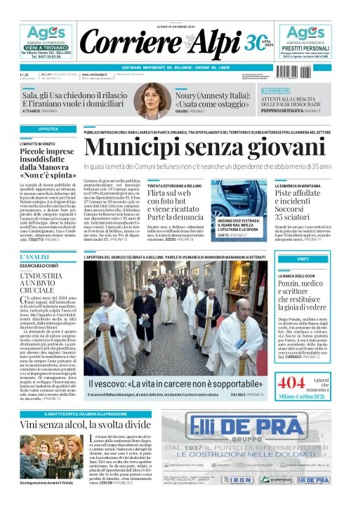 Prima-pagina-corriere_delle_alpi-edizione-di-oggi-30-12-2024