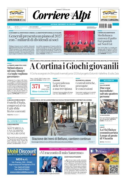 Prima-pagina-corriere_delle_alpi-edizione-di-oggi-31-01-2025