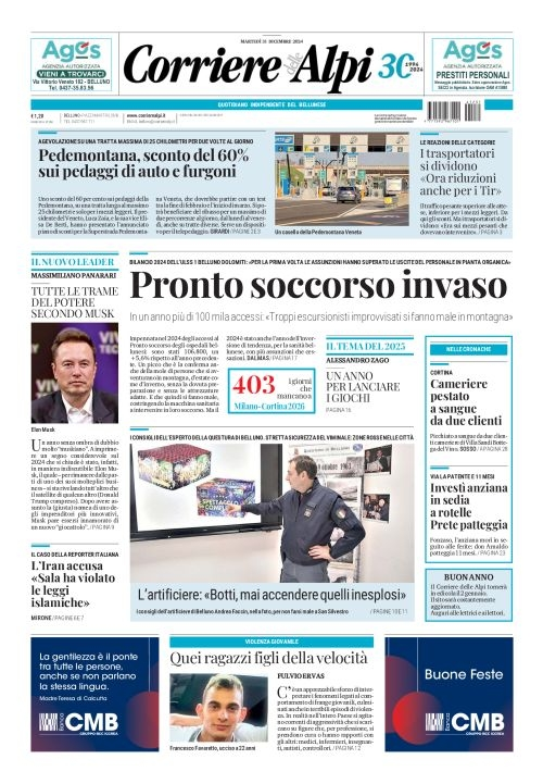 Prima-pagina-corriere_delle_alpi-edizione-di-oggi-31-12-2024