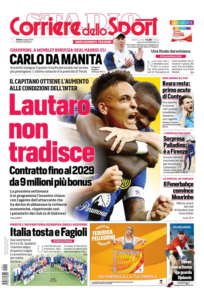 Prima-pagina-corriere-dello-sport-edizione-di-oggi-01-06-2024