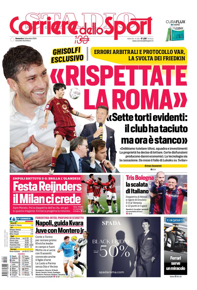 Prima-pagina-corriere-dello-sport-edizione-di-oggi-01-12-2024