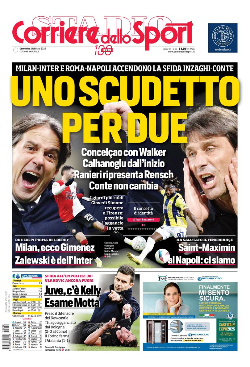 Prima-pagina-corriere-dello-sport-edizione-di-oggi-02-02-2025