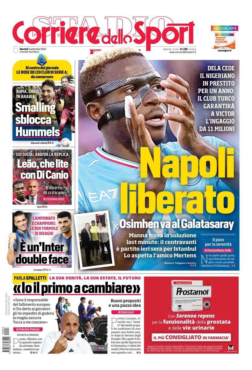 Prima-pagina-corriere-dello-sport-edizione-di-oggi-03-09-2024