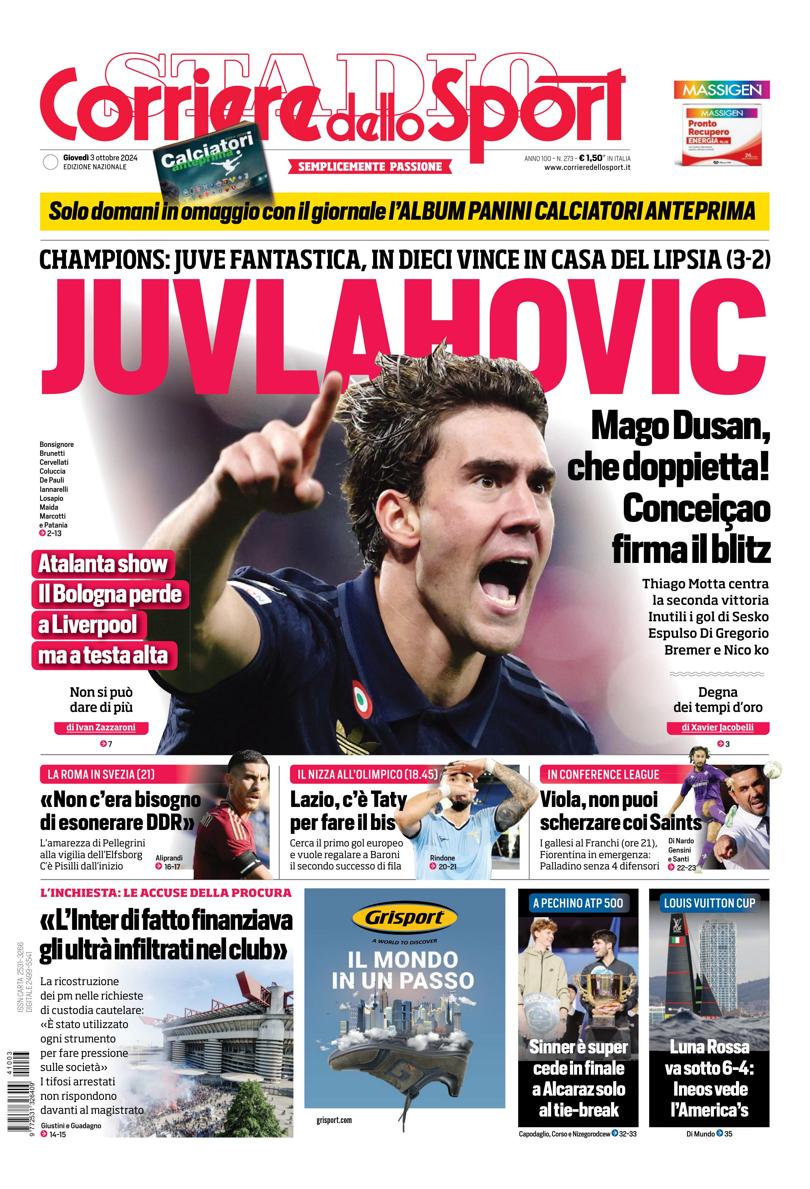 Prima-pagina-corriere-dello-sport-edizione-di-oggi-03-10-2024