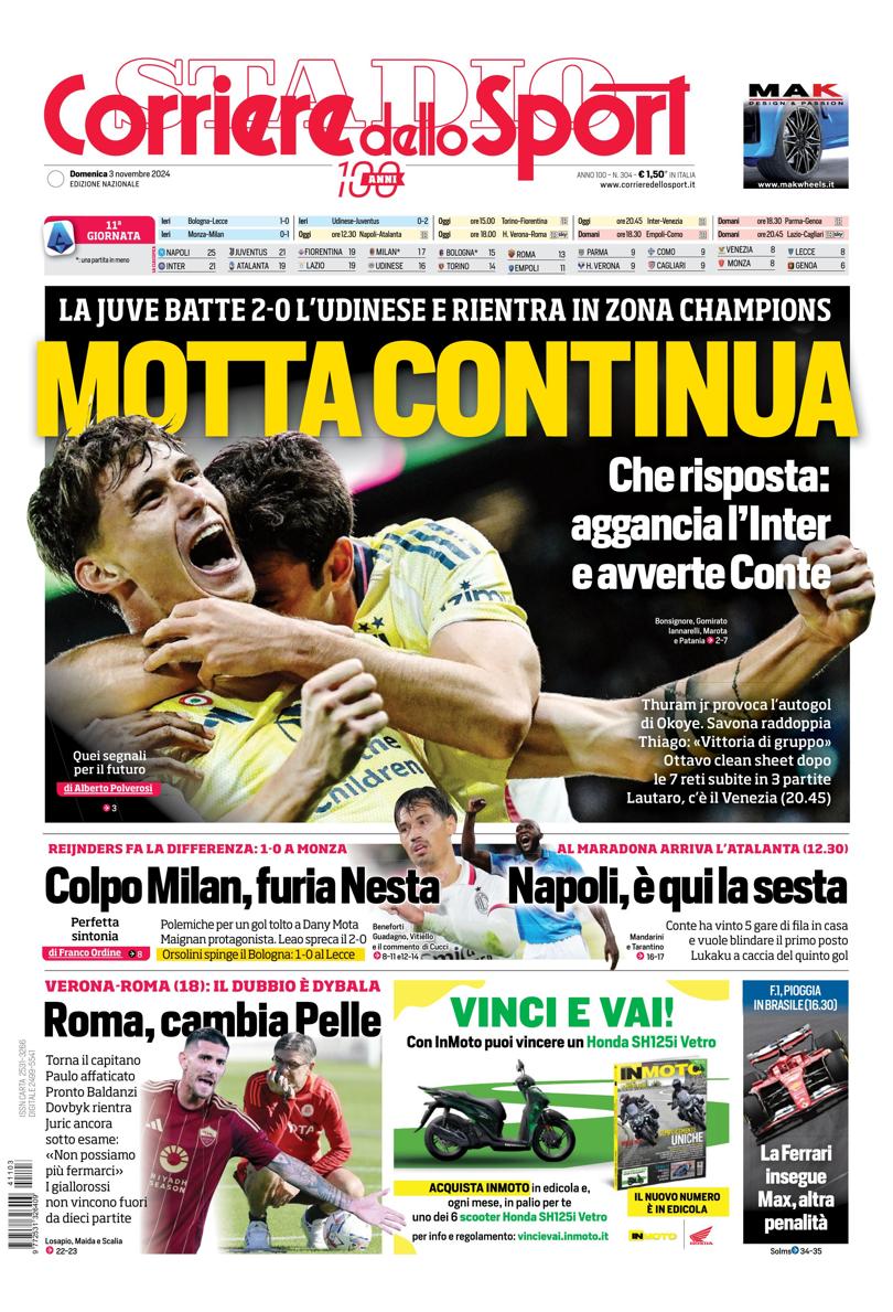 Prima-pagina-corriere-dello-sport-edizione-di-oggi-03-11-2024