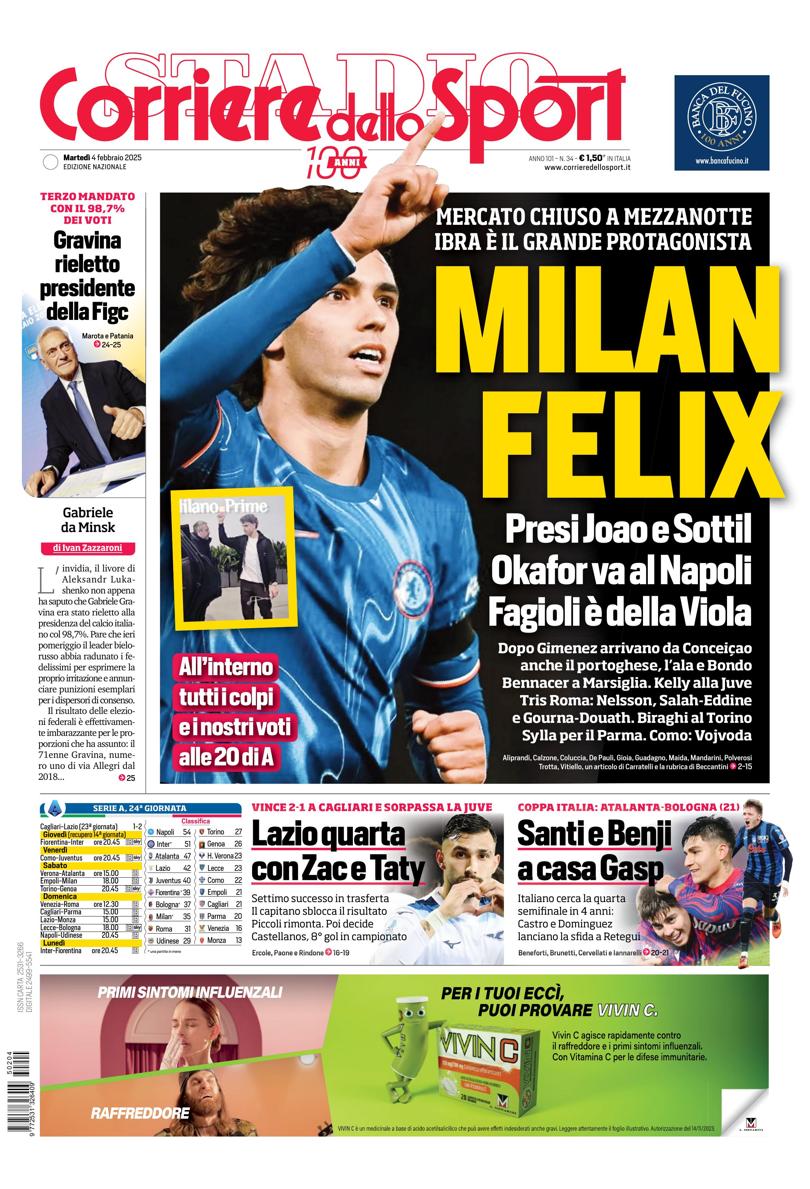 Prima-pagina-corriere-dello-sport-edizione-di-oggi-04-02-2025