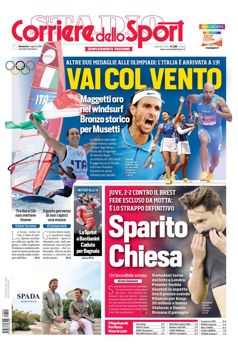 Prima-pagina-corriere-dello-sport-edizione-di-oggi-04-08-2024