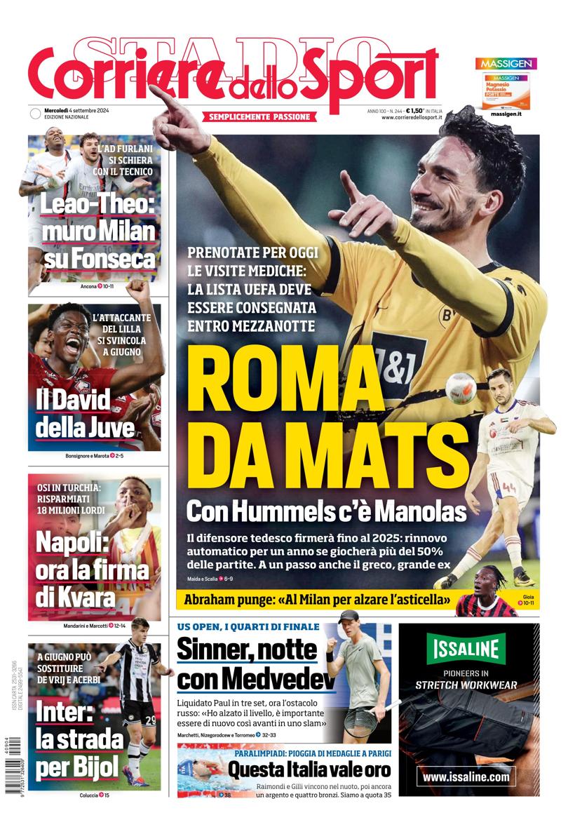 Prima-pagina-corriere-dello-sport-edizione-di-oggi-04-09-2024