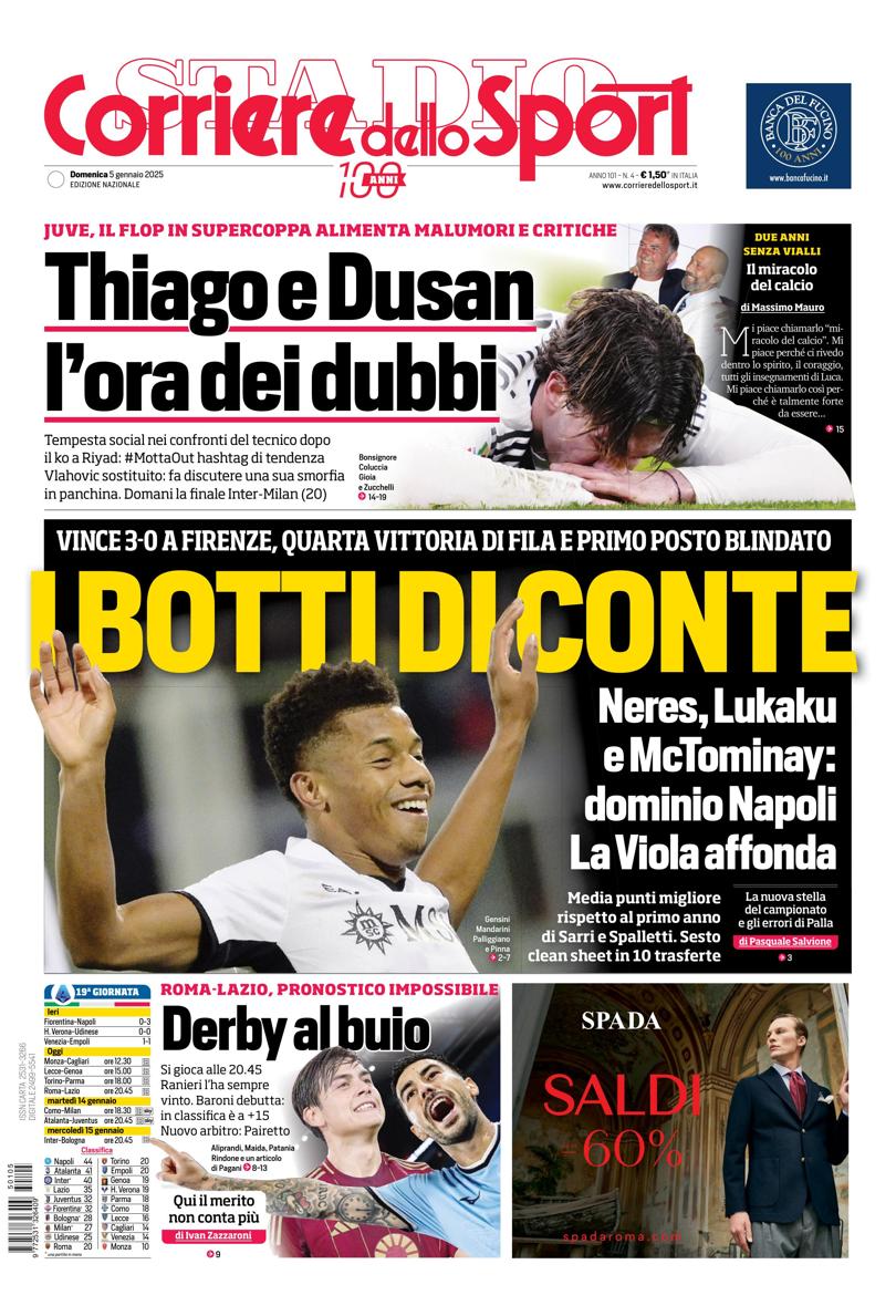 Prima-pagina-corriere-dello-sport-edizione-di-oggi-05-01-2025