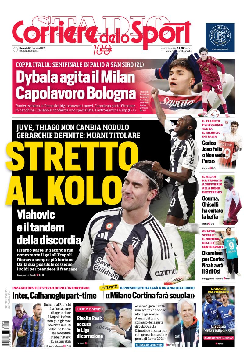 Prima-pagina-corriere-dello-sport-edizione-di-oggi-05-02-2025