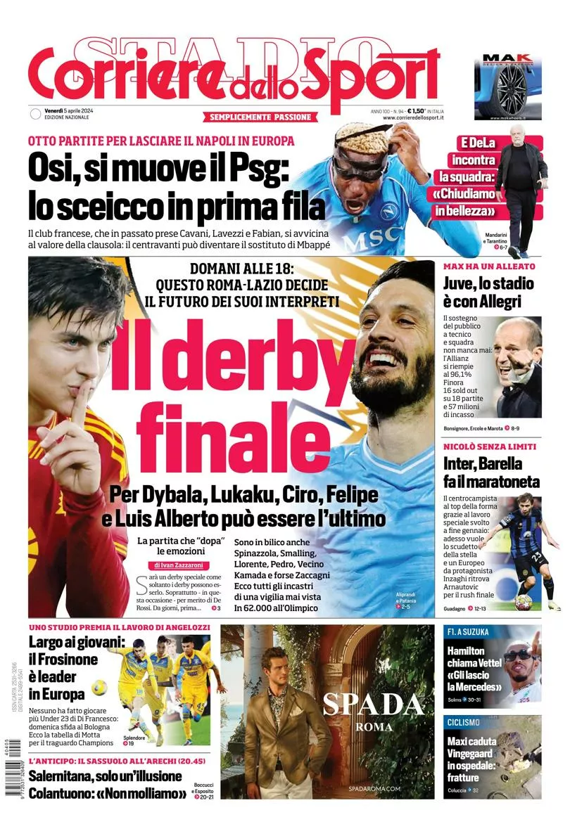 Prima-pagina-corriere-dello-sport-edizione-di-oggi-05-04-2024