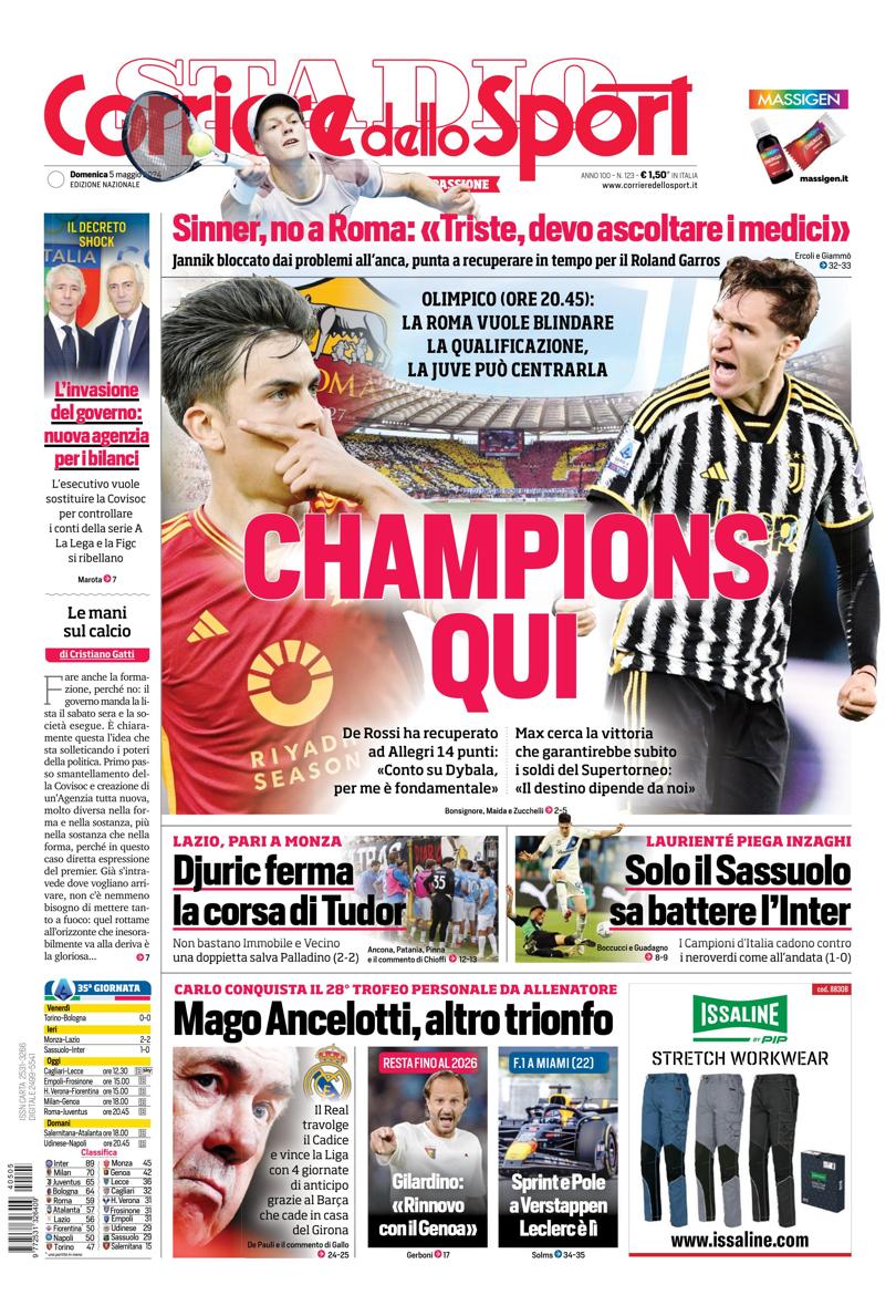 Prima-pagina-corriere-dello-sport-edizione-di-oggi-05-05-2024