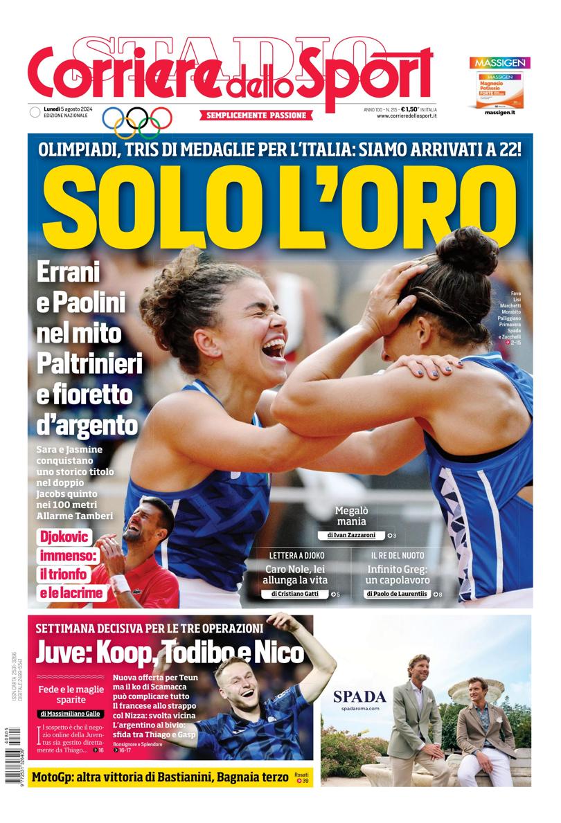 Prima-pagina-corriere-dello-sport-edizione-di-oggi-05-08-2024