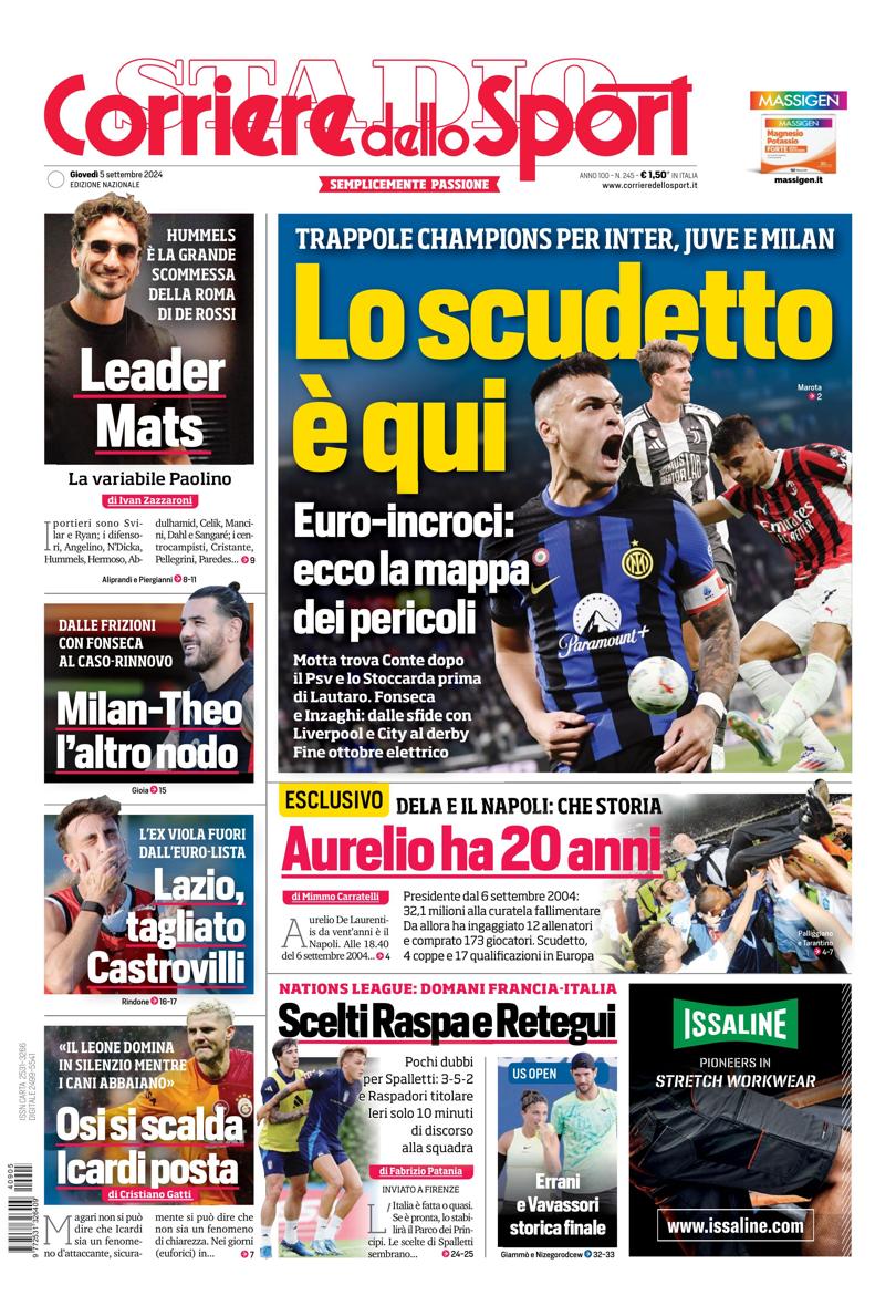 Prima-pagina-corriere-dello-sport-edizione-di-oggi-05-09-2024