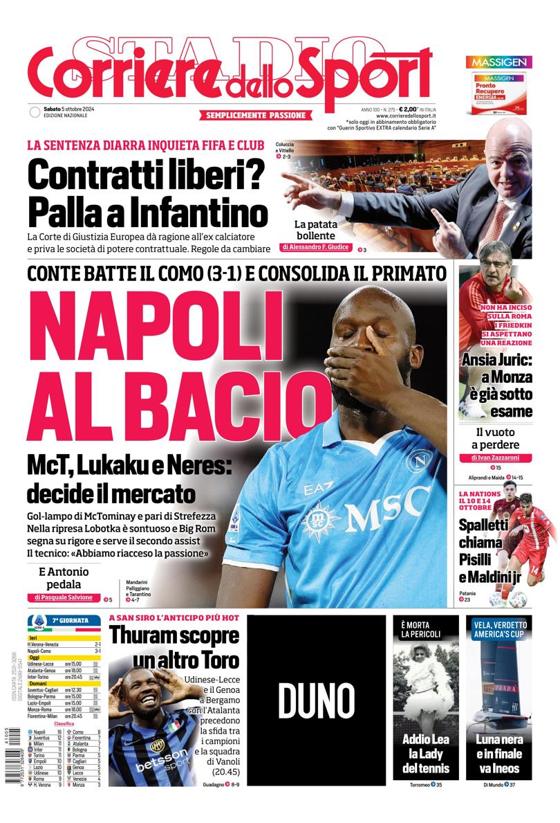 Prima-pagina-corriere-dello-sport-edizione-di-oggi-05-10-2024