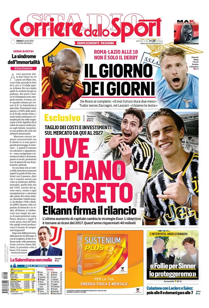 Prima-pagina-corriere-dello-sport-edizione-di-oggi-06-04-2024