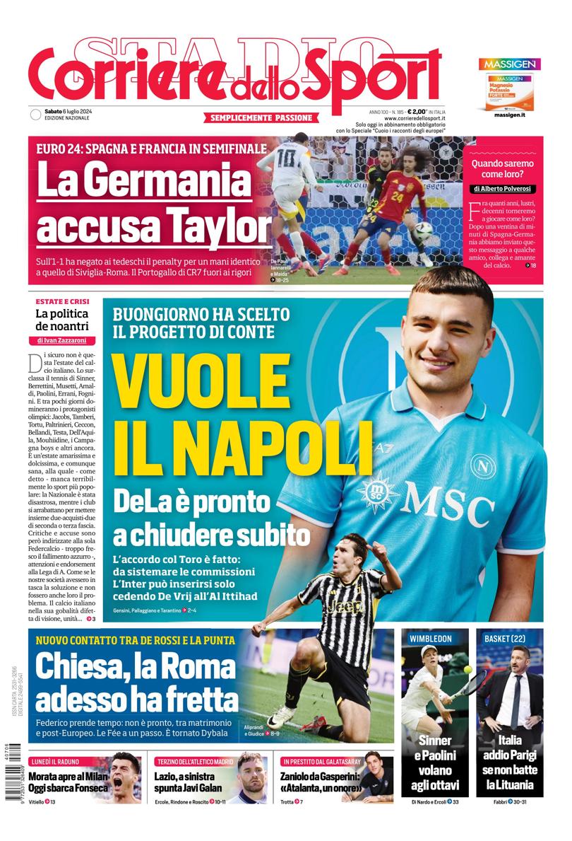 Prima-pagina-corriere-dello-sport-edizione-di-oggi-06-07-2024