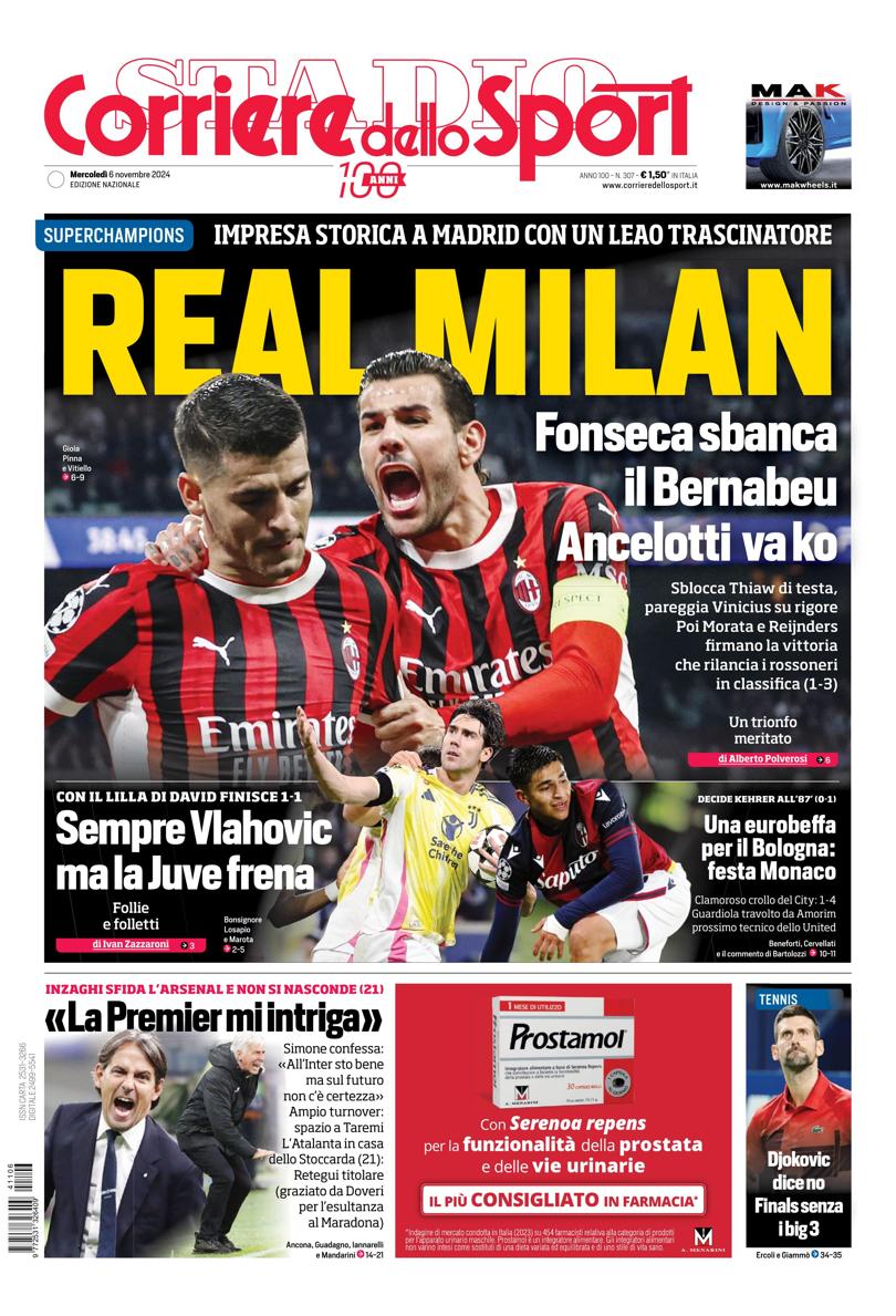 Prima-pagina-corriere-dello-sport-edizione-di-oggi-06-11-2024