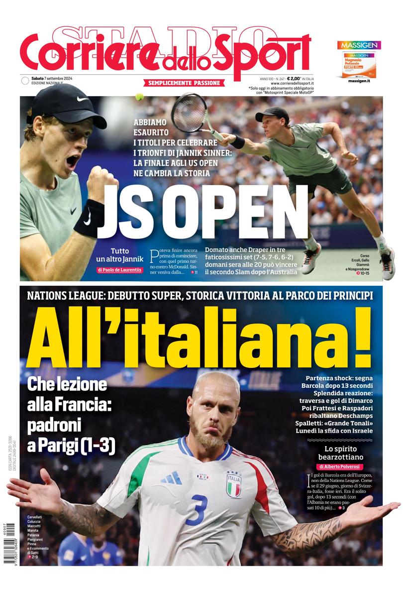 Prima-pagina-corriere-dello-sport-edizione-di-oggi-07-09-2024