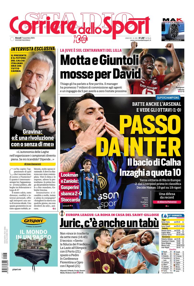 Prima-pagina-corriere-dello-sport-edizione-di-oggi-07-11-2024